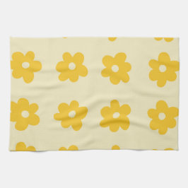 Paño De Cocina Primavera Botánica Floral Tropical Amarilla Crema