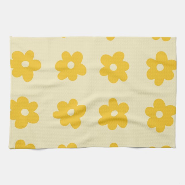 Paño De Cocina Primavera Botánica Floral Tropical Amarilla Crema (Horizontal)