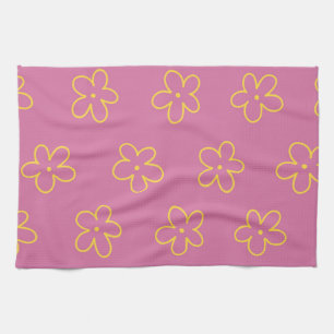 Paño De Cocina Primavera Botánica Floral Tropical Morada Amarilla