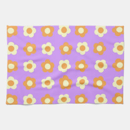 Paño De Cocina Primavera Botánica Floral Tropical Naranja Púrpura