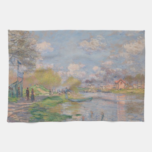 Paño De Cocina Primavera por el Sena de Monet Impresionista (Horizontal)