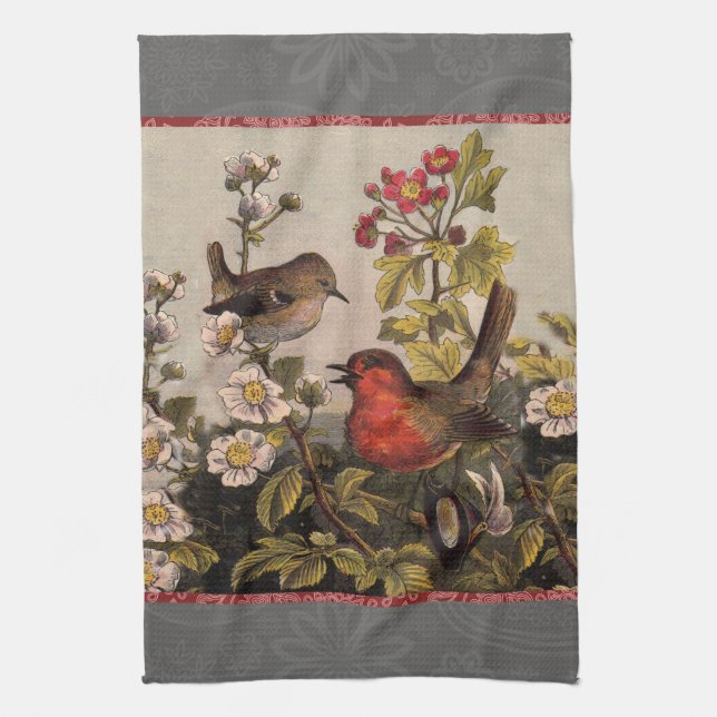 Paño De Cocina Primavera Robin Birds Red Birds (Vertical)