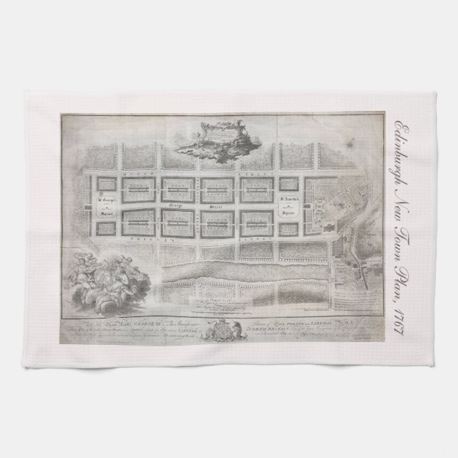 Paño De Cocina Primer plan de la nueva ciudad, Edimburgo 1767 (Horizontal)