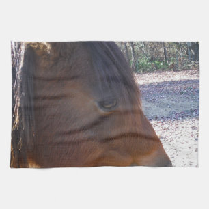 Paño De Cocina Primer plano de caballo marrón, pequeño pony marró