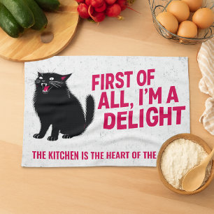 Paño De Cocina Primero que nada soy un delicioso gato negro rugie