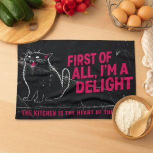 Paño De Cocina Primero que nada soy un delicioso gato negro rugie