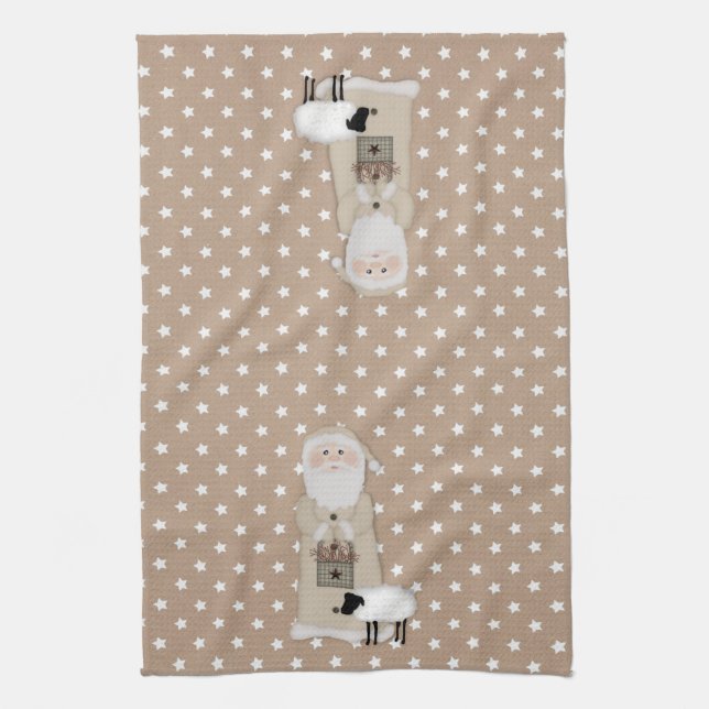 Paño De Cocina Primitive Santa Kitchen Towel (Vertical)