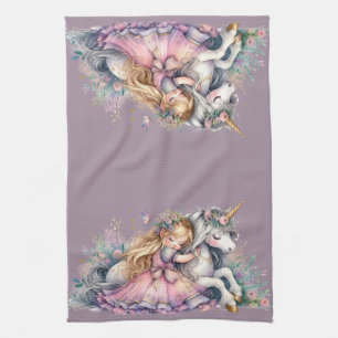 Paño De Cocina Princesa Unicornio Pastel Cuento de Hadas Fantasía