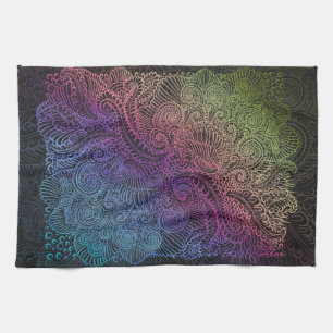 Paño De Cocina Prismatic Swirl   Arte de plumas fractales arcoiri