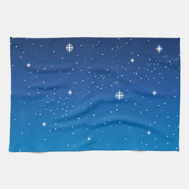 Paño De Cocina Profundo cielo nocturno estrellado azul (Horizontal)