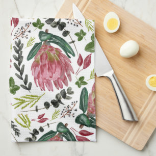 Paño De Cocina Protea acuarela floral