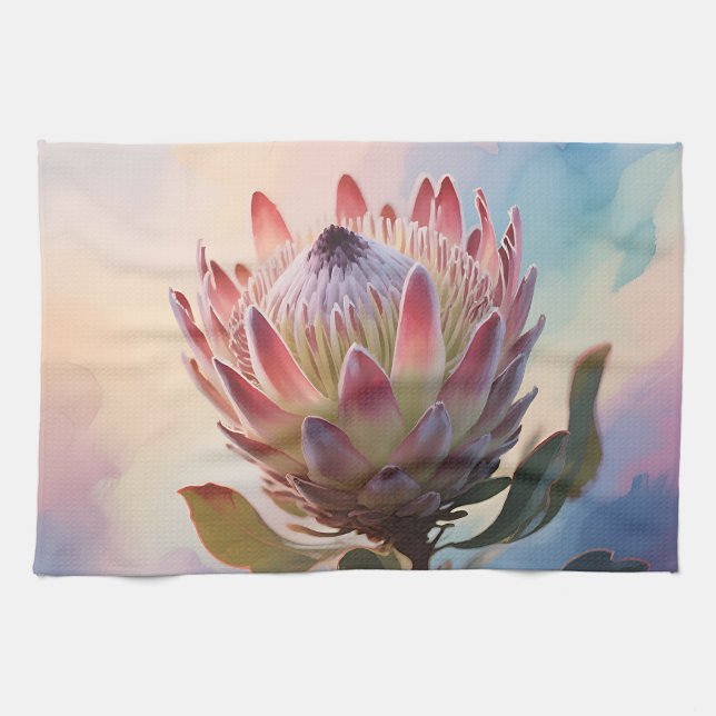 Paño De Cocina Proteas Flor Acuarela Sueño (Horizontal)