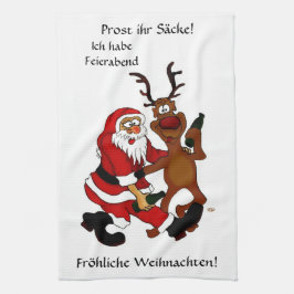Paño De Cocina ¡Protesten las bolsas - Feliz Navidad! Texto alemá