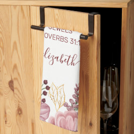 Paño De Cocina Proverbios 31 Flor rosa pastel elegante