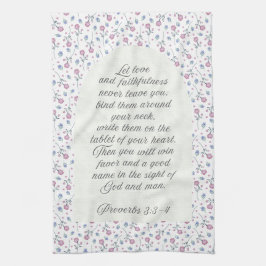 Paño De Cocina Proverbs 3:3–4 Floral Scripture 