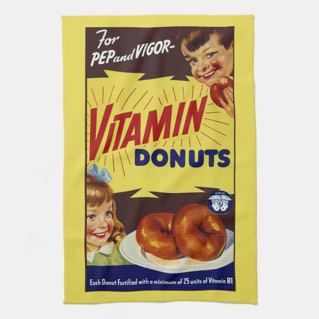 Paño De Cocina Publicidad divertida de "Donuts de vitamina" (Vertical)