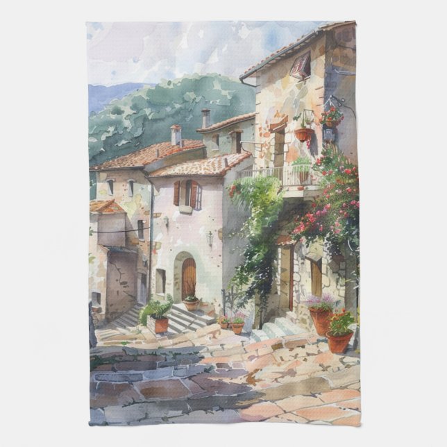 Paño De Cocina Pueblo Italiano Antiguo (Vertical)