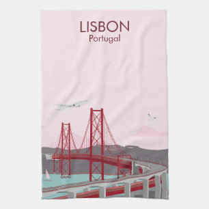 Paño De Cocina Puente de Lisboa sobre el río Tajo al estilo vinta