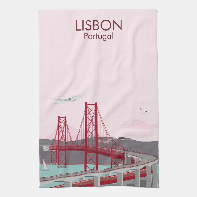 Paño De Cocina Puente de Lisboa sobre el río Tajo al estilo vinta (Vertical)
