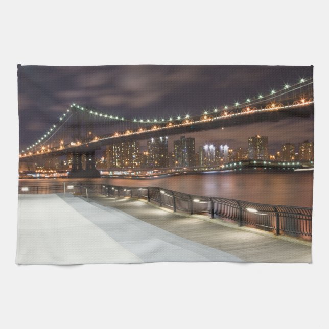 Paño De Cocina Puente de Manhattan y horizonte de NYC (Horizontal)