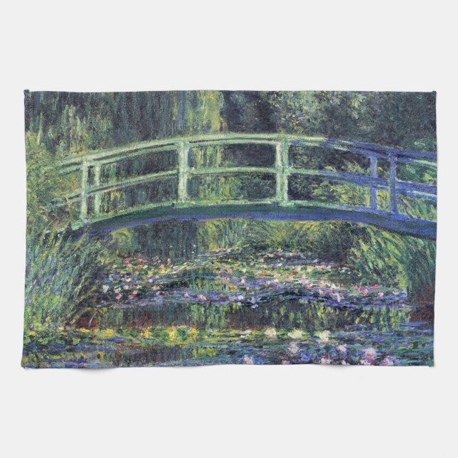 Paño De Cocina Puente sobre estanque acuático por Claude Monet (Horizontal)