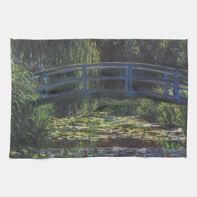 Paño De Cocina Puente sobre estanque acuático por Claude Monet (Horizontal)
