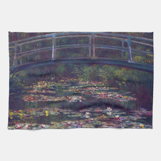 Paño De Cocina Puente sobre estanque acuático por Claude Monet (Horizontal)
