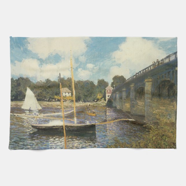 Paño De Cocina Puente vial de Argenteuil por Claude Monet (Horizontal)