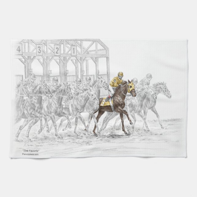 Paño De Cocina Puerta de inicio de la carrera de caballos (Horizontal)