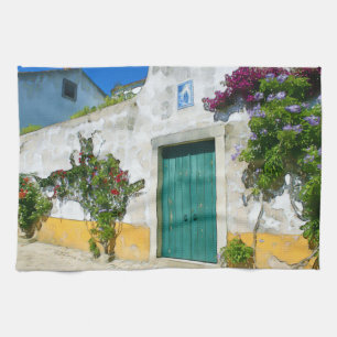 Paño De Cocina Puerta de madera verde color agua