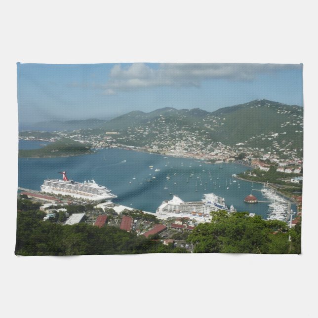 Paño De Cocina Puerto de St. Thomas Islas Vírgenes Estadounidense (Horizontal)
