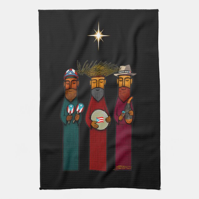 Paño De Cocina Puerto Rican Three Wise Men – Parranda (Vertical)