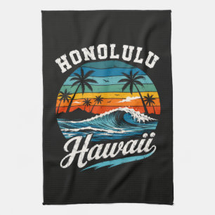 Paño De Cocina Puesta de sol de surf de Honolulu Hawaii