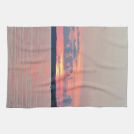 Paño De Cocina Puesta del sol del bermellón del lago