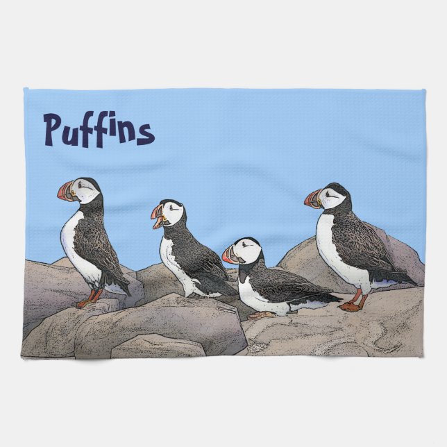 Paño De Cocina Puffins atlánticos (Horizontal)