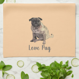 Paño De Cocina Pug de amor