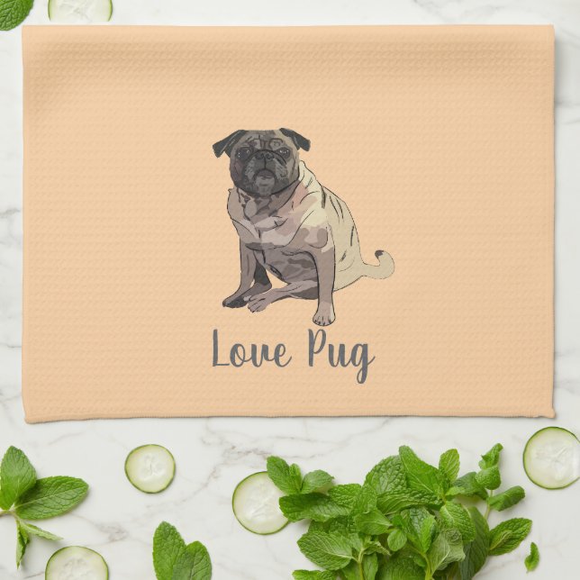 Paño De Cocina Pug de amor (Doblado)