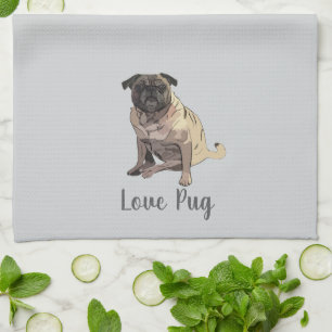 Paño De Cocina Pug de amor