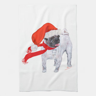 Paño De Cocina Pug de Navidad