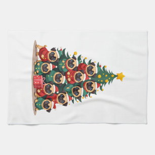 Paño De Cocina Pug de Perro Árbol de Navidad Navidades (2)