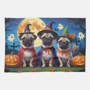 Paño De Cocina Pug Dog Pumpkin Halloween Funny