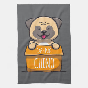 Paño De Cocina Pug en una copa - Cap-Pug-Chino