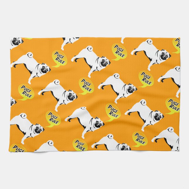 Paño De Cocina Pug Rules (Horizontal)