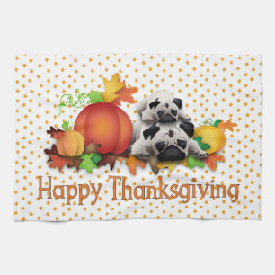 Paño De Cocina Pugs de Acción de Gracias y Pumpkins Regalos, Tee