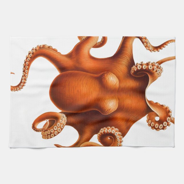 Paño De Cocina Pulpo anaranjado espeluznante (Horizontal)