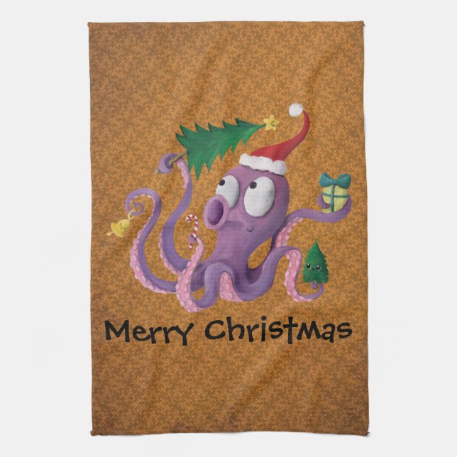 Paño De Cocina Pulpo del navidad (Vertical)