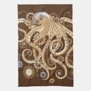 Paño De Cocina Pulpo Steampunk Retro Fantasía Mecánica
