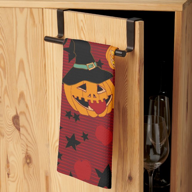 Paño De Cocina Pumpkin Dark Red “Jack’s Apple Snack” Tea Towel (Pliegue de tercios)