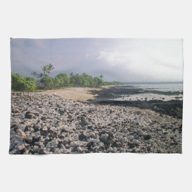 Paño De Cocina Punalu'u Black Sand Beach Hawaii Big Island (Horizontal)