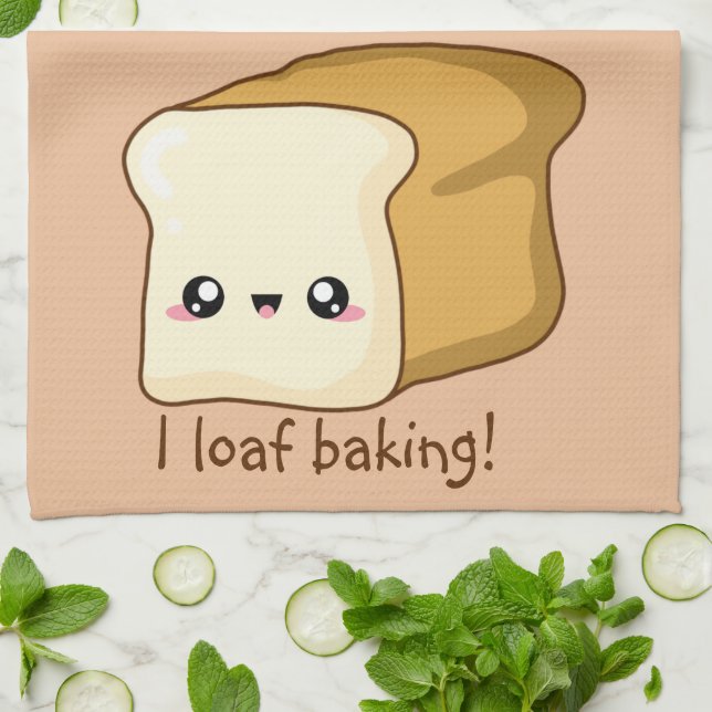 Paño De Cocina Punny, te oigo, pan kawaii (Doblado)